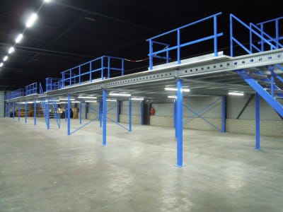 Delivery and installation of mezzanine shelving system. 3